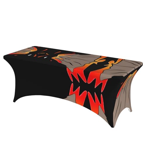 JaoXer Rechteckige Tischdecke mit Vulkandruck, abwischbar, dehnbar, langlebig, für den Innen- und Außenbereich von JaoXer