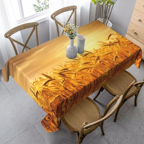 JaoXer Rechteckige Tischdecke mit Weizenfelddruck, waschbar, klassische Küchendekoration für Esstisch, Tischplatte, Party-Tischdecken von JaoXer