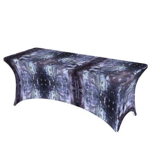 JaoXer Rechteckige Tischdecke mit arktischem Eulen-Druck, abwischbar, dehnbar, langlebig, für den Innen- und Außenbereich JaoXer Rechteckige Tischdecke mit arktischem Eulen-Druck, abwischbar, dehnbar, langlebig, für den Innen- und Außenbereich von JaoXer