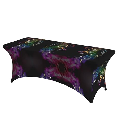 JaoXer Rechteckige Tischdecke mit buntem Musiknoten-Druck, abwischbar, dehnbar, langlebig, für den Innen- und Außenbereich JaoXer Rechteckige Tischdecke mit buntem Musiknoten-Druck, abwischbar, dehnbar, langlebig, für den Innen- und Außenbereich von JaoXer
