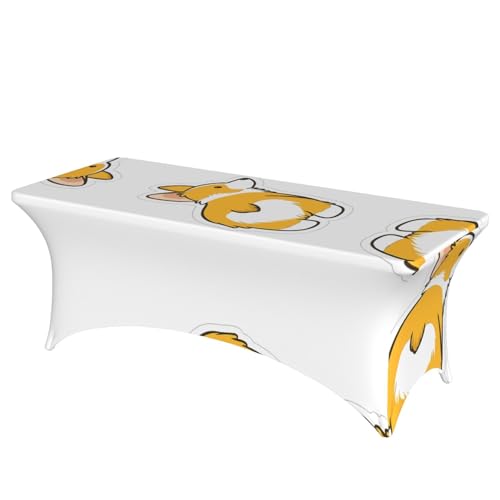 JaoXer Rechteckige Tischdecke mit niedlichem Corgi-Hintern, abwischbar, dehnbar, langlebig, für den Innen- und Außenbereich JaoXer Rechteckige Tischdecke mit niedlichem Corgi-Hintern, abwischbar, dehnbar, langlebig, für den Innen- und Außenbereich von JaoXer