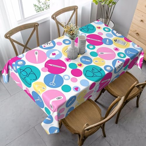 JaoXer Rechteckige Tischdecke mit niedlichem Krankenschwesteraufdruck, waschbar, klassische Küchendekoration für Esstisch, Tischplatte, Party-Tischdecken von JaoXer