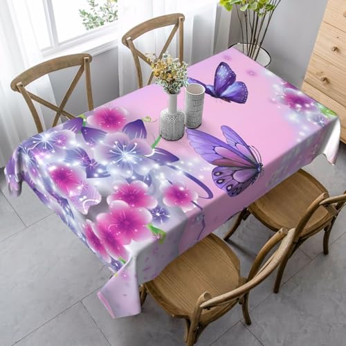 JaoXer Rechteckige Tischdecke mit rosa Schmetterlings-Aufdruck, waschbar, klassische Küchendekoration für Esstisch, Tischplatte, Party-Tischdecken JaoXer Rechteckige Tischdecke mit rosa Schmetterlings-Aufdruck, waschbar, klassische Küchendekoration für Esstisch, Tischplatte, Party-Tischdecken von JaoXer