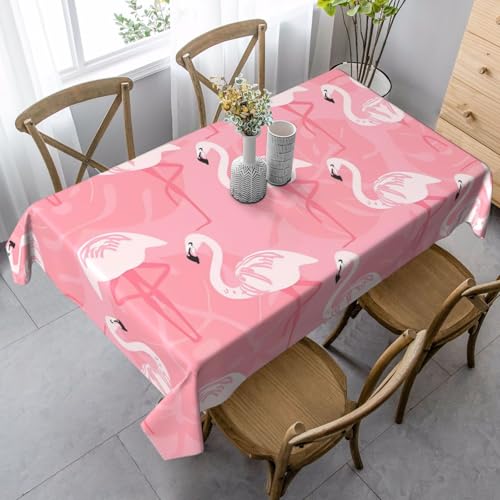 JaoXer Rechteckige Tischdecke mit sommerlichem Flamingo-Palmblätter-Druck, waschbar, klassische Küchendekoration für Esstisch, Tischplatte, Party-Tischdecken JaoXer Rechteckige Tischdecke mit sommerlichem Flamingo-Palmblätter-Druck, waschbar, klassische Küchendekoration für Esstisch, Tischplatte, Party-Tischdecken von JaoXer