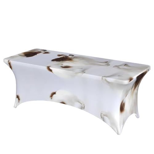 JaoXer Rechteckige Tischdecke mit weißem Papillon-Druck, abwischbar, dehnbar, langlebig, für den Innen- und Außenbereich JaoXer Rechteckige Tischdecke mit weißem Papillon-Druck, abwischbar, dehnbar, langlebig, für den Innen- und Außenbereich von JaoXer