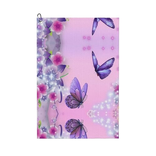 JaoXer Rosa Schmetterling Druck Golfschläger Handtuch für Männer & Frauen - Tragbar mit Karabinerhaken - Perfekt für Sport, Yoga, Fitnessstudio, Strand JaoXer Rosa Schmetterling Druck Golfschläger Handtuch für Männer & Frauen - Tragbar mit Karabinerhaken - Perfekt für Sport, Yoga, Fitnessstudio, Strand von JaoXer