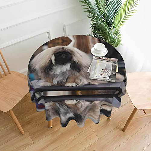 JaoXer Runde Tischdecke mit Pekinese-Hund, Esstischabdeckung für Esszimmer, Bürotreffen und Feiertage, 152,4 cm Couchtischdecke JaoXer Runde Tischdecke mit Pekinese-Hund, Esstischabdeckung für Esszimmer, Bürotreffen und Feiertage, 152,4 cm Couchtischdecke von JaoXer