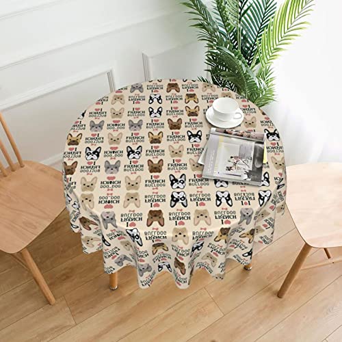 JaoXer Runde Tischdecke mit französischer Bulldogge, Esstischabdeckung für Esszimmer, Bürotreffen und Feiertage, 152,4 cm Couchtischdecke JaoXer Runde Tischdecke mit französischer Bulldogge, Esstischabdeckung für Esszimmer, Bürotreffen und Feiertage, 152,4 cm Couchtischdecke von JaoXer