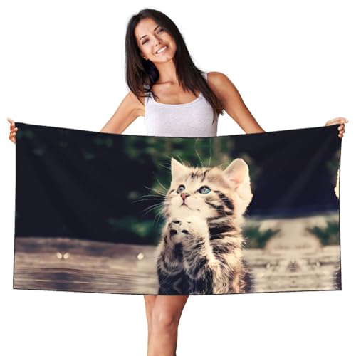 JaoXer Samt-Strandtuch mit schwarzem und silberfarbenem Fuchs – Katzendruck, weiches Handtuch für Zuhause, Reisen, Schwimmbad, Sonnenbad, Fitnessstudio JaoXer Samt-Strandtuch mit schwarzem und silberfarbenem Fuchs – Katzendruck, weiches Handtuch für Zuhause, Reisen, Schwimmbad, Sonnenbad, Fitnessstudio von JaoXer