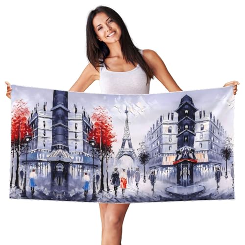 JaoXer Samt-Strandtuch mit weißem Silberfuchs – Pariser Stadtbaum, Eiffelturm, Kunstdruck, weiches Handtuch für Zuhause, Reisen, Schwimmbad, Sonnenbaden, Fitnessstudio JaoXer Samt-Strandtuch mit weißem Silberfuchs – Pariser Stadtbaum, Eiffelturm, Kunstdruck, weiches Handtuch für Zuhause, Reisen, Schwimmbad, Sonnenbaden, Fitnessstudio von JaoXer