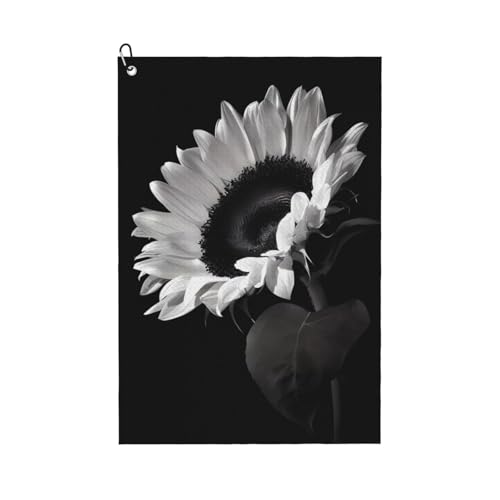 JaoXer Sonnenblume Schwarz Grau Druck Golf Club Handtuch für Männer & Frauen - Tragbar mit Karabinerhaken - Perfekt für Sport, Yoga, Fitnessstudio, Strand JaoXer Sonnenblume Schwarz Grau Druck Golf Club Handtuch für Männer & Frauen - Tragbar mit Karabinerhaken - Perfekt für Sport, Yoga, Fitnessstudio, Strand von JaoXer