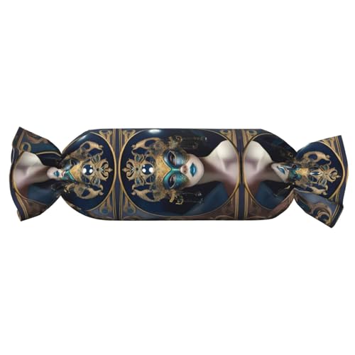 JaoXer 【Süßigkeitenförmiges zylindrisches Kissen】Verstellbare Nackenstütze, Plüsch-Körperkissen mit weichem MoonlitMasquerade (1) Druckdesign von JaoXer