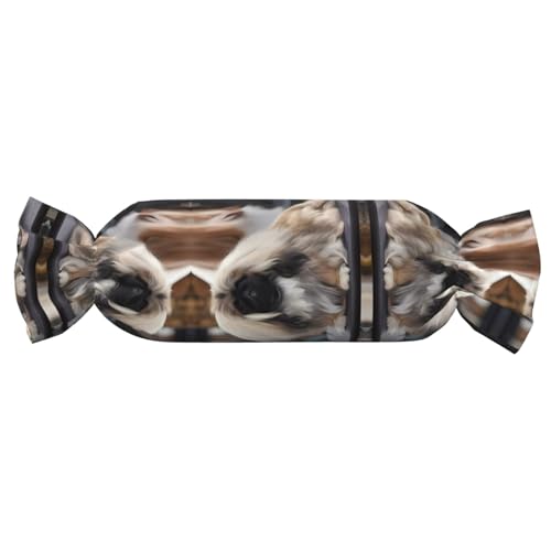 JaoXer 【Süßigkeitenförmiges zylindrisches Kissen】Verstellbare Nackenstütze, Plüsch-Körperkissen mit weichem Pekinese-Hunde-Druck-Design JaoXer 【Süßigkeitenförmiges zylindrisches Kissen】Verstellbare Nackenstütze, Plüsch-Körperkissen mit weichem Pekinese-Hunde-Druck-Design von JaoXer