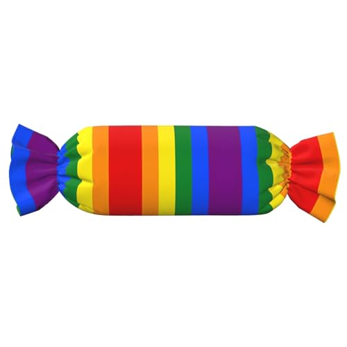 JaoXer 【Süßigkeitenförmiges zylindrisches Kissen】Verstellbare Nackenstütze, Plüsch-Körperkissen mit weichem Regenbogen-Druck-Design von JaoXer