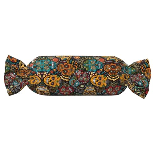 JaoXer 【Süßigkeitenförmiges zylindrisches Kissen】Verstellbare Nackenstütze, Plüsch-Körperkissen mit weichem Sugar Skull Print Design JaoXer 【Süßigkeitenförmiges zylindrisches Kissen】Verstellbare Nackenstütze, Plüsch-Körperkissen mit weichem Sugar Skull Print Design von JaoXer
