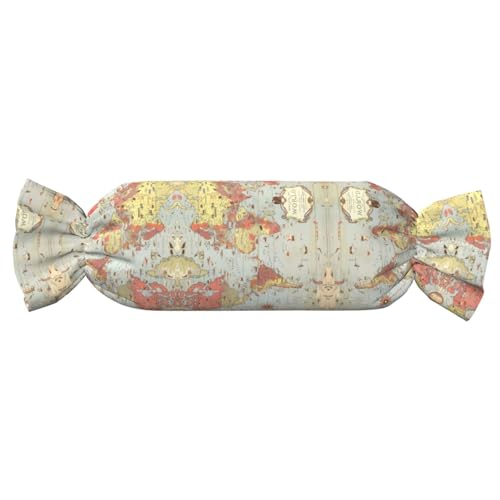 JaoXer 【Süßigkeitenförmiges zylindrisches Kissen】Verstellbare Nackenstütze, Plüsch-Körperkissen mit weichem Weltkarten-Druckdesign JaoXer 【Süßigkeitenförmiges zylindrisches Kissen】Verstellbare Nackenstütze, Plüsch-Körperkissen mit weichem Weltkarten-Druckdesign von JaoXer