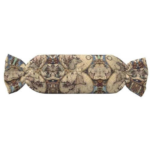 JaoXer 【Süßigkeitenförmiges zylindrisches Kissen】Verstellbare Nackenstütze, Plüsch-Körperkissen mit weichem antiken Weltkugel-Druckdesign JaoXer 【Süßigkeitenförmiges zylindrisches Kissen】Verstellbare Nackenstütze, Plüsch-Körperkissen mit weichem antiken Weltkugel-Druckdesign von JaoXer