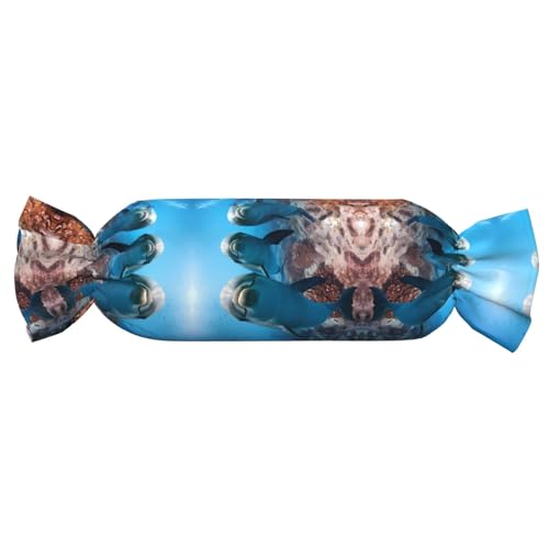JaoXer 【Süßigkeitenförmiges zylindrisches Kissen】Verstellbare Nackenstütze, Plüsch-Körperkissen mit weichem lustigem Delfin, der dich ansieht, Druckdesign JaoXer 【Süßigkeitenförmiges zylindrisches Kissen】Verstellbare Nackenstütze, Plüsch-Körperkissen mit weichem lustigem Delfin, der dich ansieht, Druckdesign von JaoXer