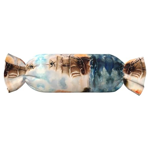 JaoXer 【Süßigkeitenförmiges zylindrisches Kissen】Verstellbare Nackenstütze, Plüsch-Körperkissen mit weichem nautischem Segelboot-Druck-Design JaoXer 【Süßigkeitenförmiges zylindrisches Kissen】Verstellbare Nackenstütze, Plüsch-Körperkissen mit weichem nautischem Segelboot-Druck-Design von JaoXer
