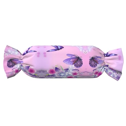 JaoXer 【Süßigkeitenförmiges zylindrisches Kissen】Verstellbare Nackenstütze, Plüsch-Körperkissen mit weichem rosa Schmetterlingsdruck-Design JaoXer 【Süßigkeitenförmiges zylindrisches Kissen】Verstellbare Nackenstütze, Plüsch-Körperkissen mit weichem rosa Schmetterlingsdruck-Design von JaoXer