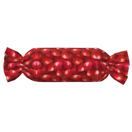 JaoXer 【Süßigkeitenförmiges zylindrisches Kissen】Verstellbare Nackenstütze, Plüsch-Körperkissen mit weichem rotem Erdbeerdruck-Design JaoXer 【Süßigkeitenförmiges zylindrisches Kissen】Verstellbare Nackenstütze, Plüsch-Körperkissen mit weichem rotem Erdbeerdruck-Design von JaoXer