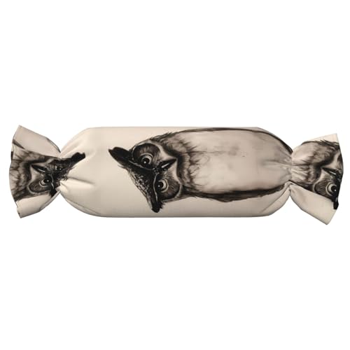 JaoXer 【Süßigkeitenförmiges zylindrisches Kissen】Verstellbare Nackenstütze, Plüsch-Körperkissen mit weichem süßem Eulen-Druck-Design von JaoXer