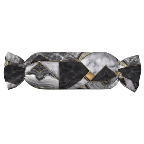 JaoXer 【Süßigkeitenförmiges zylindrisches Kissen】Verstellbare Nackenstütze, Plüsch-Körperkissen mit weicher schwarzer Marmor-Textur, Golddruck-Design JaoXer 【Süßigkeitenförmiges zylindrisches Kissen】Verstellbare Nackenstütze, Plüsch-Körperkissen mit weicher schwarzer Marmor-Textur, Golddruck-Design von JaoXer