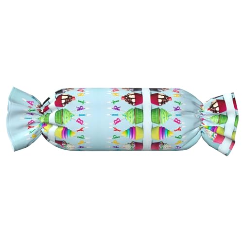 JaoXer Süßigkeitenförmiges zylindrisches Kissen: verstellbare Nackenstütze, Plüsch-Körperkissen mit weichem, buntem "Happy Birthday"-Cupcake-Druck-Design JaoXer Süßigkeitenförmiges zylindrisches Kissen: verstellbare Nackenstütze, Plüsch-Körperkissen mit weichem, buntem "Happy Birthday"-Cupcake-Druck-Design von JaoXer