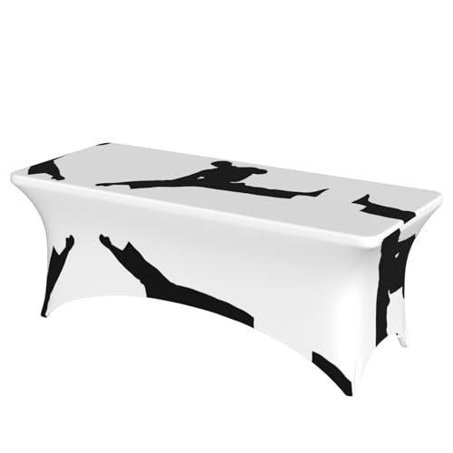 JaoXer Taekwondo Tischdecke mit Kampfkunstdruck, rechteckig, abwischbar, dehnbar, langlebig, für den Innen- und Außenbereich von JaoXer