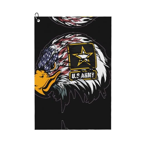 JaoXer US Army Cool American Flag Adler Print Golf Club Handtuch für Männer & Frauen - Tragbar mit Karabiner Clip - Perfekt für Sport, Yoga, Fitnessstudio, Strand JaoXer US Army Cool American Flag Adler Print Golf Club Handtuch für Männer & Frauen - Tragbar mit Karabiner Clip - Perfekt für Sport, Yoga, Fitnessstudio, Strand von JaoXer