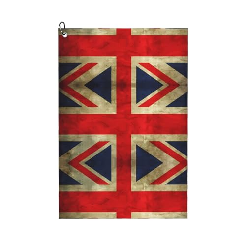 JaoXer Vintage British Flag Print Golf Club Handtuch für Männer & Frauen - Tragbar mit Karabinerhaken - Perfekt für Sport, Yoga, Fitnessstudio, Strand JaoXer Vintage British Flag Print Golf Club Handtuch für Männer & Frauen - Tragbar mit Karabinerhaken - Perfekt für Sport, Yoga, Fitnessstudio, Strand von JaoXer