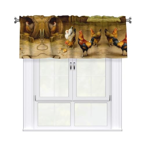 JaoXer Vorhang mit Hühner- und Hahn-Druck, 137,2 x 45,7 cm, Fensterdekoration für Heimdekoration, perfekt für Badezimmer, Waschküche JaoXer Vorhang mit Hühner- und Hahn-Druck, 137,2 x 45,7 cm, Fensterdekoration für Heimdekoration, perfekt für Badezimmer, Waschküche von JaoXer