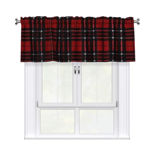 JaoXer Vorhang mit Karomuster, 137,2 x 45,7 cm, Fensterdekoration für Heimdekoration, perfekt für Badezimmer, Waschküche, Rot und Schwarz JaoXer Vorhang mit Karomuster, 137,2 x 45,7 cm, Fensterdekoration für Heimdekoration, perfekt für Badezimmer, Waschküche, Rot und Schwarz von JaoXer