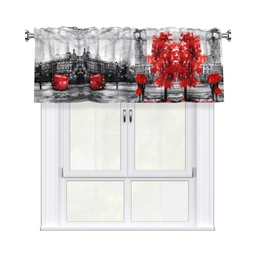 JaoXer Vorhang mit Londoner Straßendruck, 137,2 x 45,7 cm, Fensterdekoration für Heimdekoration, perfekt für Badezimmer, Waschküche, Rot JaoXer Vorhang mit Londoner Straßendruck, 137,2 x 45,7 cm, Fensterdekoration für Heimdekoration, perfekt für Badezimmer, Waschküche, Rot von JaoXer