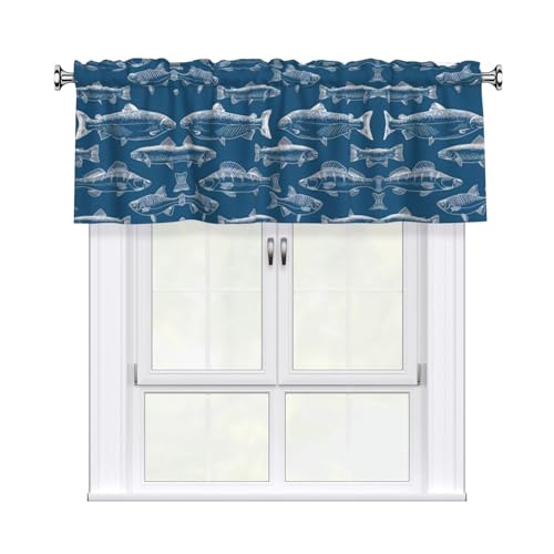 JaoXer Vorhang mit Meeresfisch-Druck, 137,2 x 45,7 cm, Fensterdekoration für Heimdekoration, perfekt für Badezimmer, Waschküche JaoXer Vorhang mit Meeresfisch-Druck, 137,2 x 45,7 cm, Fensterdekoration für Heimdekoration, perfekt für Badezimmer, Waschküche von JaoXer