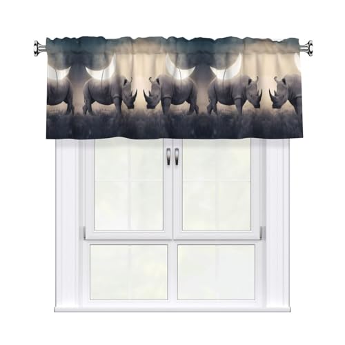 JaoXer Vorhang mit Nashorn-Druck, 137,2 x 45,7 cm, Fensterdekoration für Heimdekoration, perfekt für Badezimmer, Waschküche JaoXer Vorhang mit Nashorn-Druck, 137,2 x 45,7 cm, Fensterdekoration für Heimdekoration, perfekt für Badezimmer, Waschküche von JaoXer