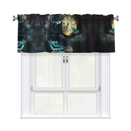 JaoXer Vorhang mit Schmetterlings-Uhren-Druck, 137,2 x 45,7 cm, Fensterdekoration für Heimdekoration, perfekt für Badezimmer, Waschküche JaoXer Vorhang mit Schmetterlings-Uhren-Druck, 137,2 x 45,7 cm, Fensterdekoration für Heimdekoration, perfekt für Badezimmer, Waschküche von JaoXer
