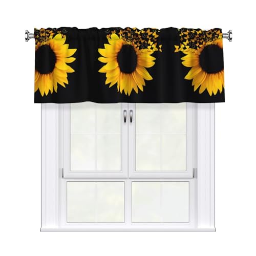 JaoXer Vorhang mit Sonnenblumen-Motiv und Schmetterlingen, Kunstdruck, 137,2 x 45,7 cm, Fensterdekoration für Heimdekoration, perfekt für Badezimmer, Waschküche JaoXer Vorhang mit Sonnenblumen-Motiv und Schmetterlingen, Kunstdruck, 137,2 x 45,7 cm, Fensterdekoration für Heimdekoration, perfekt für Badezimmer, Waschküche von JaoXer