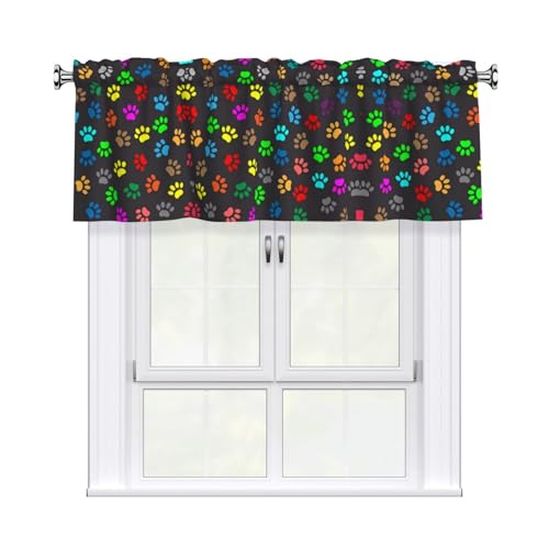 JaoXer Vorhang mit buntem Hundepfotenabdruck, 137,2 x 45,7 cm, Fensterdekoration für Zuhause, perfekt für Badezimmer, Waschküche, Schwarz JaoXer Vorhang mit buntem Hundepfotenabdruck, 137,2 x 45,7 cm, Fensterdekoration für Zuhause, perfekt für Badezimmer, Waschküche, Schwarz von JaoXer