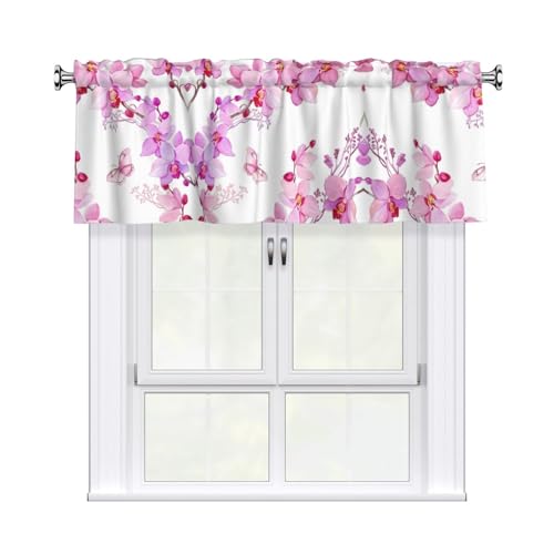 JaoXer Vorhang mit rosa Blumen und Schmetterlingen, 137,2 x 45,7 cm, Fensterdekoration für Heimdekoration, perfekt für Badezimmer, Waschküche JaoXer Vorhang mit rosa Blumen und Schmetterlingen, 137,2 x 45,7 cm, Fensterdekoration für Heimdekoration, perfekt für Badezimmer, Waschküche von JaoXer