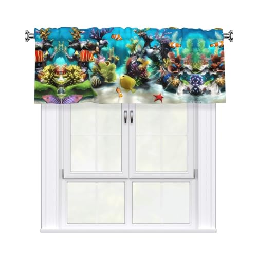 JaoXer Vorhang mit tropischem Fischdruck, 137,2 x 45,7 cm, Fensterdekoration für Heimdekoration, perfekt für Badezimmer, Waschküche JaoXer Vorhang mit tropischem Fischdruck, 137,2 x 45,7 cm, Fensterdekoration für Heimdekoration, perfekt für Badezimmer, Waschküche von JaoXer