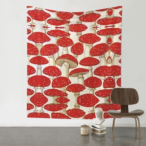 JaoXer Wandteppich mit Pilz-Druck, 152,4 x 129,5 cm, Dekoration für Wohnheim, Kunstposter für Wohnzimmer, Schlafzimmer, minimalistischer Wandbehang von JaoXer