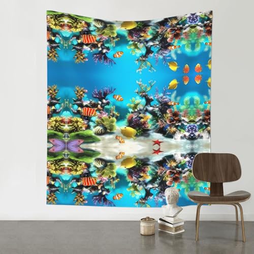 JaoXer Wandteppich mit tropischem Fischdruck, 152,4 x 129,5 cm, Raumdekoration, Kunstposter für Wohnzimmer, Schlafzimmer, minimalistischer Wandbehang JaoXer Wandteppich mit tropischem Fischdruck, 152,4 x 129,5 cm, Raumdekoration, Kunstposter für Wohnzimmer, Schlafzimmer, minimalistischer Wandbehang von JaoXer