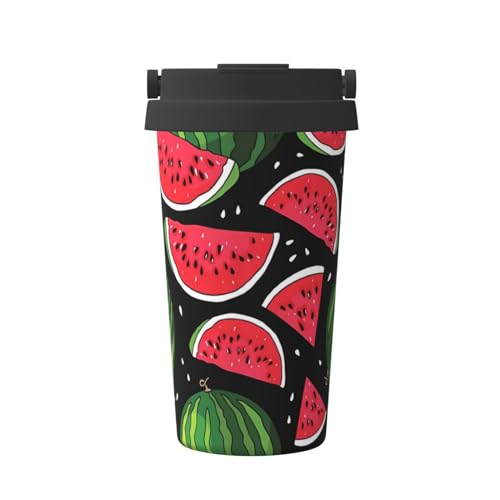 JaoXer Wassermelone Isolierter Kaffeebecher - Stilvoller Griffdeckel Reisebecher mit Boden, perfekt für heiße und eisgekühlte Getränke JaoXer Wassermelone Isolierter Kaffeebecher - Stilvoller Griffdeckel Reisebecher mit Boden, perfekt für heiße und eisgekühlte Getränke von JaoXer