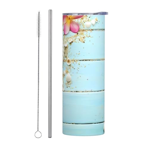JaoXer Zweiteiliges Trinkhalm-Set aus Edelstahl mit Deckel, 590 ml, Strand-Thema, Muschel-Druck, isolierte Wasserflasche, perfekt für Sport, Büro und Zuhause JaoXer Zweiteiliges Trinkhalm-Set aus Edelstahl mit Deckel, 590 ml, Strand-Thema, Muschel-Druck, isolierte Wasserflasche, perfekt für Sport, Büro und Zuhause von JaoXer