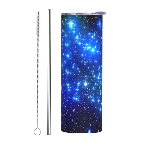 JaoXer Zweiteiliges Trinkhalm-Set aus Edelstahl mit Deckel, 590 ml, blau glänzende Sterne, isolierte Wasserflasche, perfekt für Sport, Büro und Zuhause JaoXer Zweiteiliges Trinkhalm-Set aus Edelstahl mit Deckel, 590 ml, blau glänzende Sterne, isolierte Wasserflasche, perfekt für Sport, Büro und Zuhause von JaoXer