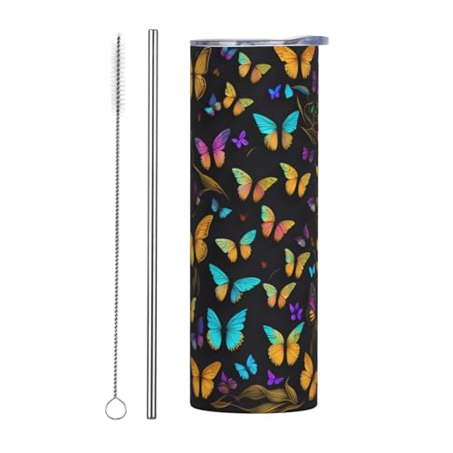 JaoXer Zweiteiliges Trinkhalm-Set aus Edelstahl mit Deckel, 590 ml, moderner, handgezeichneter Schmetterlingsdruck, isolierte Wasserflasche, perfekt für Sport, Büro und Zuhause JaoXer Zweiteiliges Trinkhalm-Set aus Edelstahl mit Deckel, 590 ml, moderner, handgezeichneter Schmetterlingsdruck, isolierte Wasserflasche, perfekt für Sport, Büro und Zuhause von JaoXer
