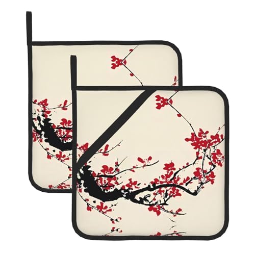 Japanische Blumen-Kirschblüten-Topflappen-Sets für Küche und Grill, hitzebeständige Hotpads und Topflappen, perfekt zum Backen, Grillen Japanische Blumen-Kirschblüten-Topflappen-Sets für Küche und Grill, hitzebeständige Hotpads und Topflappen, perfekt zum Backen, Grillen von JaoXer