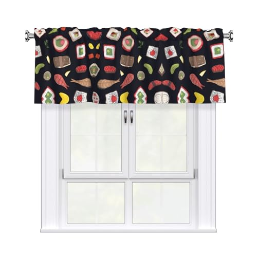 Japanischer Sushi-Vorhang mit schwarzem Druck, 137,2 x 45,7 cm, Fensterdekoration für Heimdekoration, perfekt für Badezimmer, Waschküche Japanischer Sushi-Vorhang mit schwarzem Druck, 137,2 x 45,7 cm, Fensterdekoration für Heimdekoration, perfekt für Badezimmer, Waschküche von JaoXer