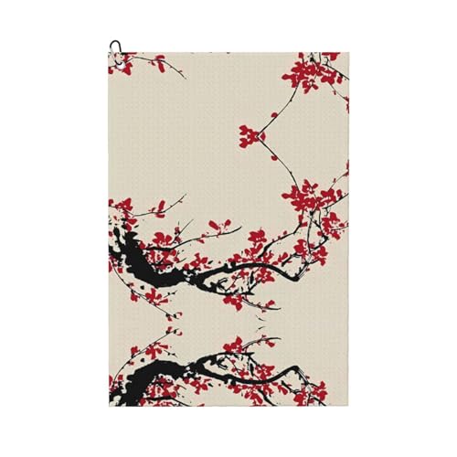 Japanisches Golfschlägerhandtuch mit Blumenmuster und Kirschblüten-Druck, für Damen und Herren, tragbar, mit Karabiner-Clip, perfekt für Sport, Yoga, Fitnessstudio, Strand Japanisches Golfschlägerhandtuch mit Blumenmuster und Kirschblüten-Druck, für Damen und Herren, tragbar, mit Karabiner-Clip, perfekt für Sport, Yoga, Fitnessstudio, Strand von JaoXer
